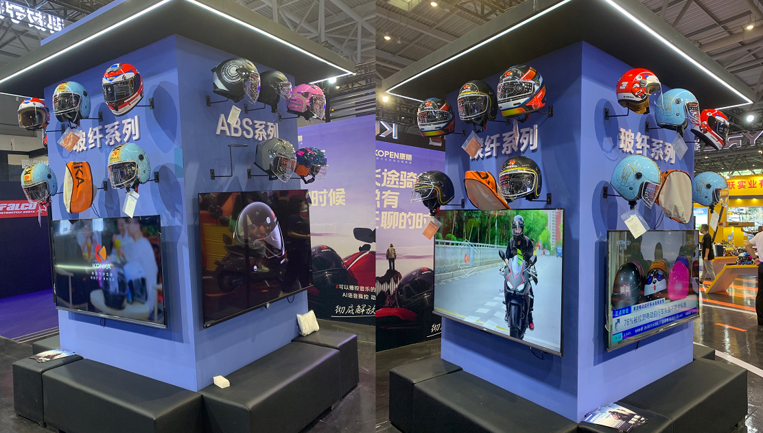 直击现场！康佳AI 智能头盔亮相2021摩博会 ——巨型头盔成网红打卡胜地