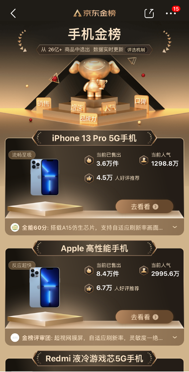 京东金榜来划重点啦 年底换新手机跟着买绝对不会错