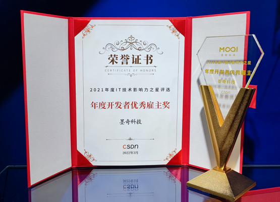 墨奇科技荣获 CSDN “年度开发者优秀雇主奖”