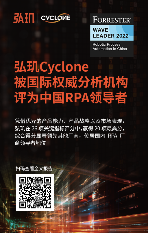 弘玑Cyclone再获国际权威认证，荣膺RPA“领导者”称号