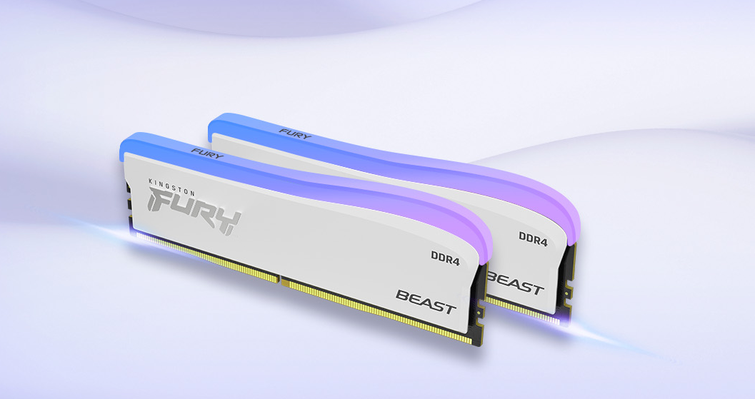 白色流光溢彩 Kingston FURY野兽（Beast）DDR4 RGB内存特别版