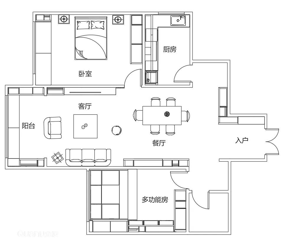 全友定制—素描II+，巧用柜子改户型，92㎡简约又有格调