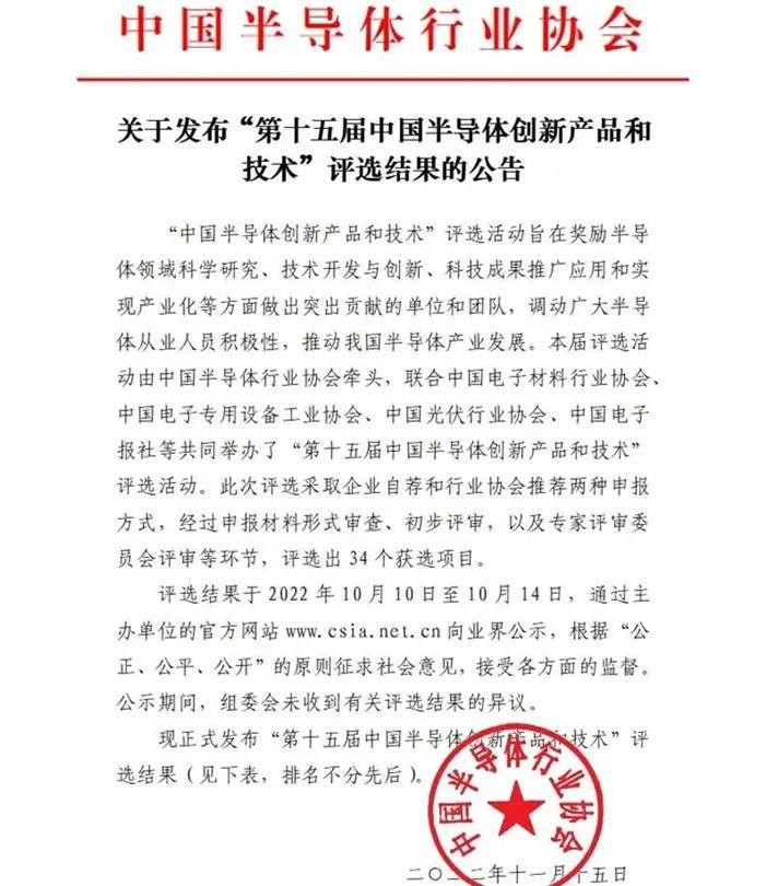 “中国半导体创新产品和技术”评选结果公布，千灯这家企业上榜