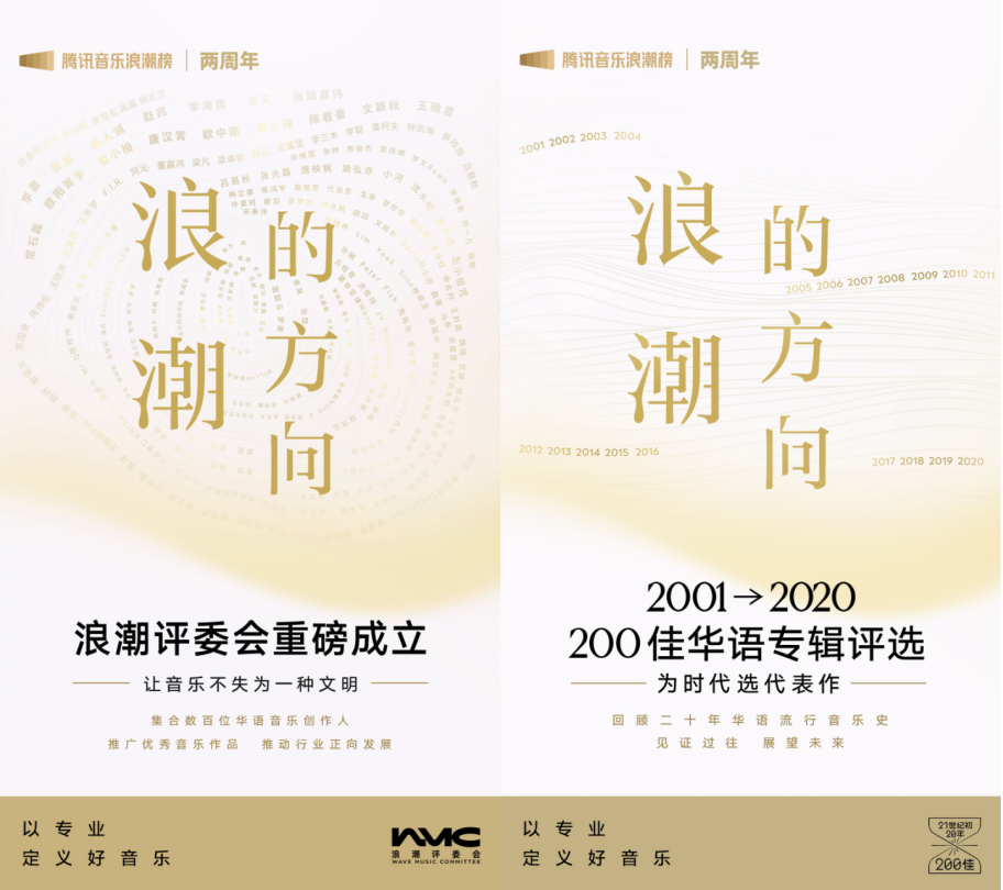 腾讯音乐浪潮榜两周年重磅宣布：成立浪潮评委会，启动「浪潮20年200佳专辑」评选