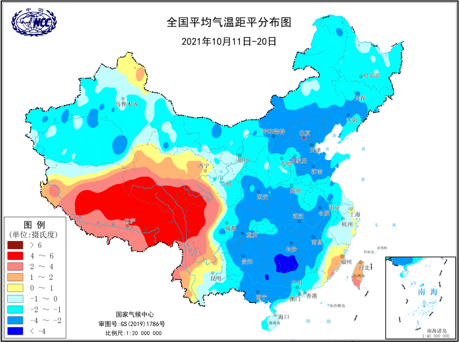 全国气温距平图图片